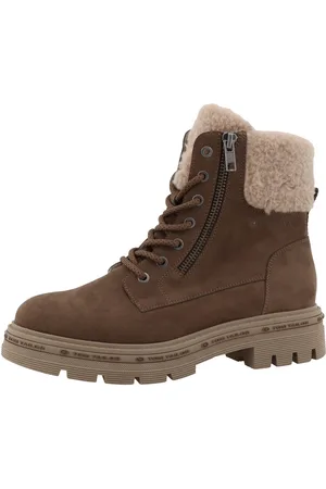 TOM TAILOR Winterlaarzen blokhak, veterschoenen, winter enkellaars met warm gevoerd kraag