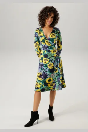 Aniston Jerseyjurk met v-hals in wikkel-look