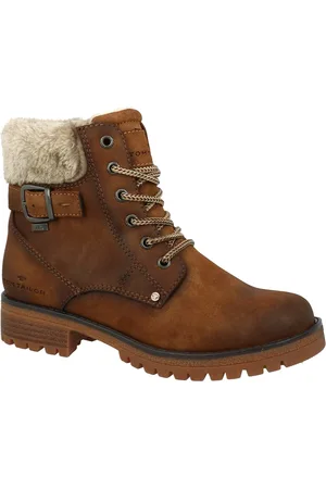 TOM TAILOR Winterlaarzen blokhak, veterschoenen, winterlaarsjes, modieuze decoratieve gesp