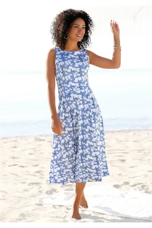 beachtime Midi-jurk met bloemenprint, van jersey, a-lijn jurk