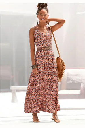 Lascana Maxi-jurk met etnische print en verstelbare bandjes, zomerjurk, strandjurk