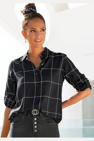 Lascana Overhemdblouse met ruitprint en blazerkraag, ruithemd in business-look