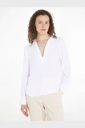 Tommy Hilfiger Blouse met lange mouwen VISCOSE CREPE V-NECK BLOUSE