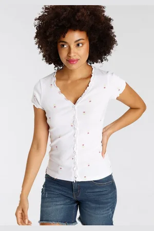 KangaROOS Shirt met korte mouwen korte mouw, figuuraccentuerend, van katoen