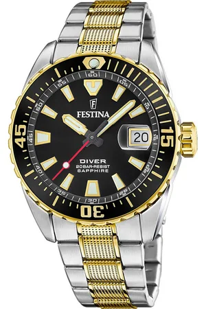 Festina Kwartshorloge The Originals/Diver Horloge, herenhorloge, stalen band, analoog, dag