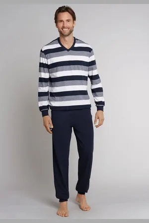 Schiesser Pyjama "Dark Sapphire" met blokringetjes (2-delig)