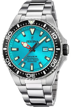 Festina Duikhorloge Diver Collection Horloge, quartz, herenhorloge, roestvrijstalen band, tot 20 bar waterdicht.