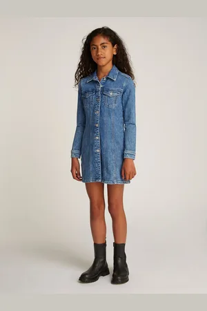 Tommy Hilfiger Jeans jurk DENIM DRESS LS met borstzakken, in blauwe wassing