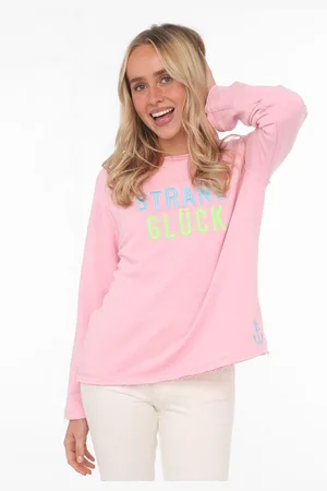 Zwillingsherz Shirt met lange mouwen met geborduurd "strandgeluk"