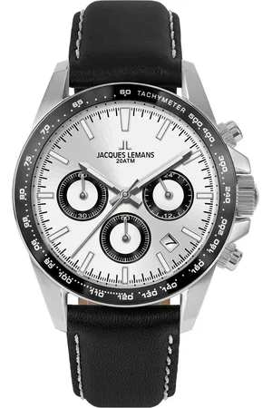 Jacques Lemans Chronograaf Liverpool, 1-1877B Quartz horloge, armbanduhr, herenhorloge, leren band, datum