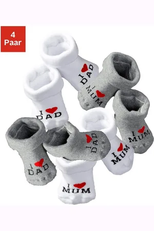 vivance collection Omslagsokken I Love Mum, I Love Dad met omgeslagen boord met gebreide tekst (set, 4 paar)