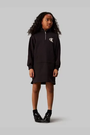 Calvin Klein Sweatjurk Teddy Monogram Zip Fleece Dress voor kinderen tot 16 jaar en met logo-patch