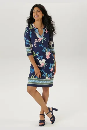 Aniston Jerseyjurk met modieus gemusterde zigzag rand - nieuwe collectie