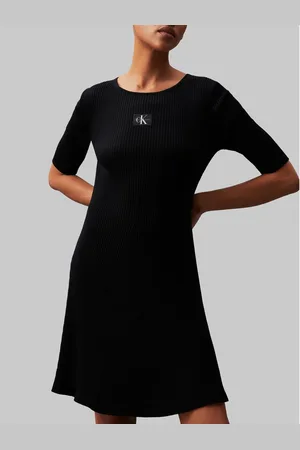 Calvin Klein Sweatjurk WOVEN LABEL SS SWEATER DRESS