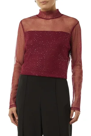 Comma, Shirt met lange mouwen in halftransparante look
