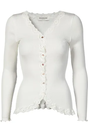 Rosemunde Vest Babette Silk Cardigan prachtige vintage kantafwerking, waardevolle parelmoer knoopsluiting