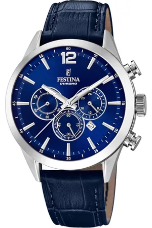 Festina Chronograaf Timeless Chronograph Horloge, quartz, herenhorloge, stopwatchfunctie, leren band