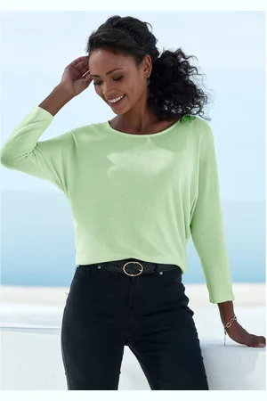 Lascana Shirt met 3/4-mouwen Met vlindermouwen van zachte fijn gebreide kwaliteit met viscose (1-delig)