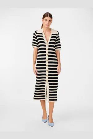 Y.A.S Gebreide jurk YASCROC SS MIDI KNIT DRESS NOOS