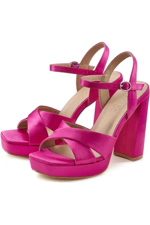 Lascana Sandalen High heel sandaal met plateau en blokhak in satijnlook VEGAN