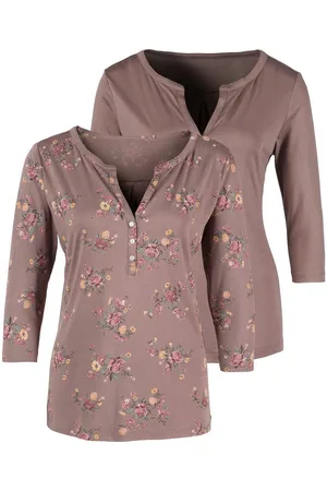 Lascana Shirt met 3/4-mouwen in modieuze blouse-look (Set van 2)