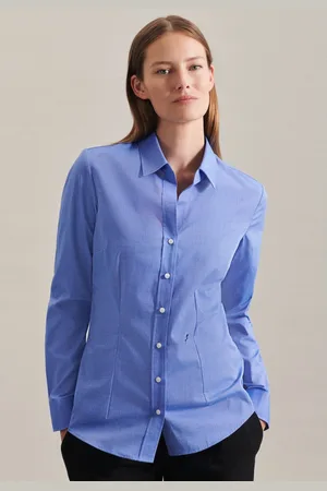 Seidensticker Overhemdblouse Zwarte roos Lange mouwen kraag uni