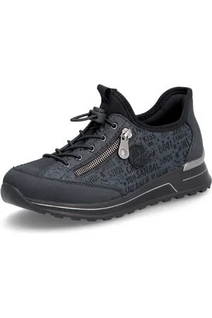 Rieker Slip-on sneakers , instapschoen, vrijetijdsschoen, lage schoen met lettering-print