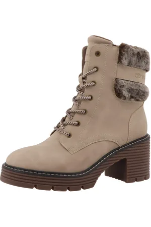 TOM TAILOR Veterlaarsjes blokhak, veterschoenen met rits voor gemakkelijke instap