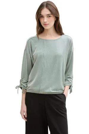TOM TAILOR Shirt met 3/4 mouwen in fijne rib-look