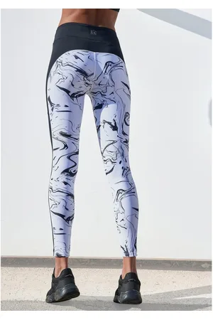 Lascana Legging White Marble in marmer-motief met strepen opzij