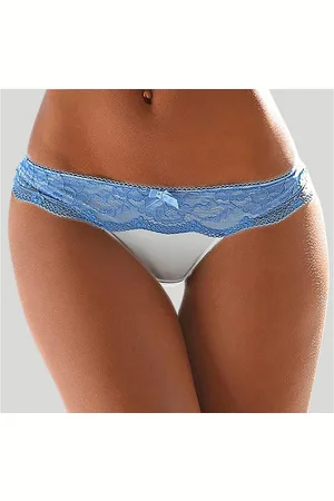 Lascana String met een brede band van gebloemde kant, dessous