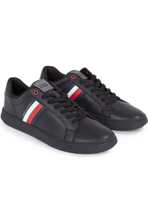 Tommy Hilfiger Sneakers ESSENTIAL LEATHER CUPSOLE met typische strepen, vrijetijdsschoen, lage schoen, veterschoen