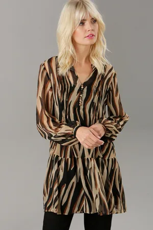 Aniston Lange tuniek met stofbedekte knopen en bies