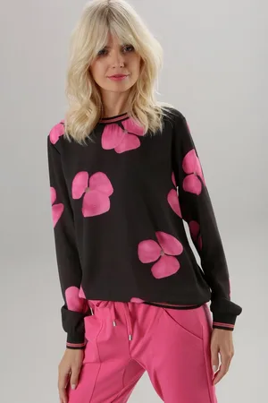 Aniston Blouse zonder sluiting met bloemenprint en gestreepte borden