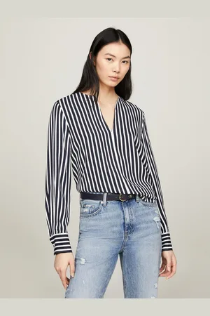 Tommy Hilfiger Blouse met lange mouwen FLUID STRIPE V-NECK LS BLOUSE