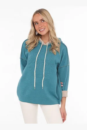 Zwillingsherz Hoodie "Positive Mind" met capuchon, 3/4 mouw en stempeldruk