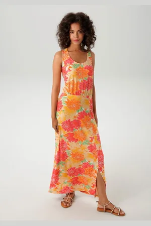 Aniston Zomerjurk met grootformaat, kleurrijke bloemen bedrukt - nieuwe collectie