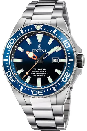 Festina Duikhorloge Diver Collection Horloge, quartz, herenhorloge, roestvrijstalen band, tot 20 bar waterdicht.