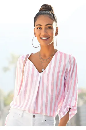Lascana Blouse zonder sluiting met streep-print, lichte geweven stof, damesblouse