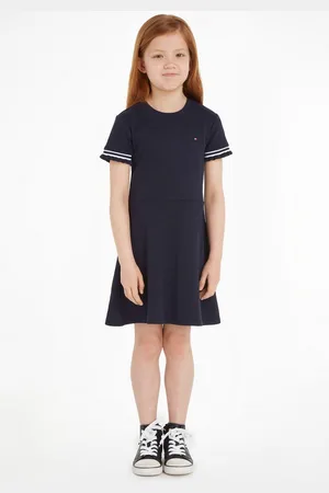 Tommy Hilfiger Jerseyjurk RUFFLE RIB KNIT DRESS Skatervorm, met ribstructuur