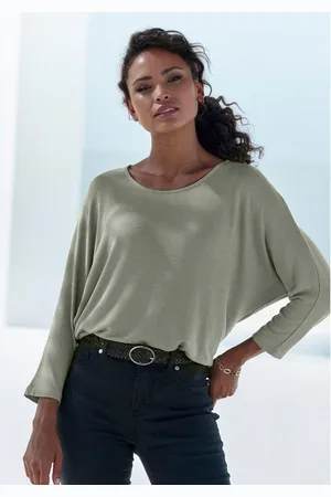 Lascana Shirt met 3/4-mouwen Met vlindermouwen van zachte fijn gebreide kwaliteit met viscose (1-delig)