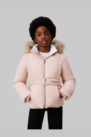 Calvin Klein Outdoorjack Classic Belted Fur Jacket voor kinderen tot 16 jaar en met logo-opdruk