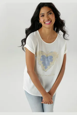 Aniston Shirtblouse deels met glanzende, gouden folieprint - nieuwe collectie