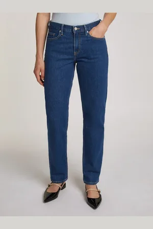 Tommy Hilfiger Straight jeans CLASSIC STRAIGHT RW ECRU met logo-badge, in enkel-lengte