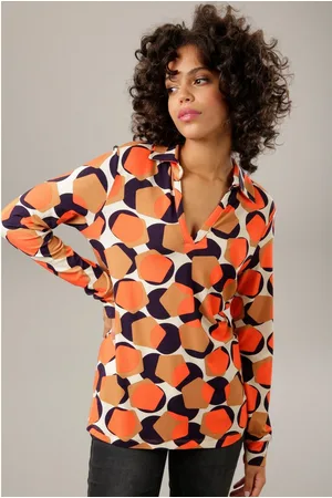 Aniston Shirtblouse met trendy retro-patroon - elk stuk is uniek