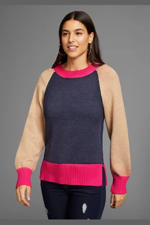 Laura Scott Trui met ronde hals colourblocking-stijl