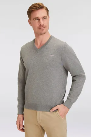 GANT Trui met V-hals CLASSIC COTTON V-NECK Premium brei jersey van zacht 100% katoen, overgangs trui
