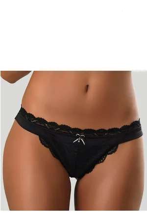 Lascana String Premium Dessous van delicate kant met fijne decoratieve strik en accessoire