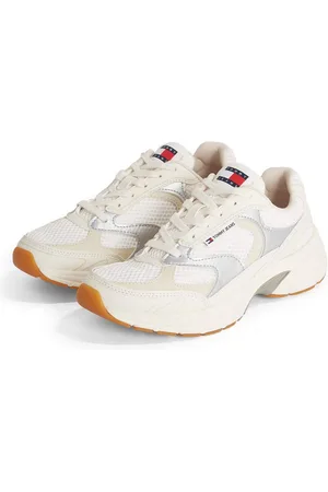 Tommy Hilfiger Sneakers met sleehak THE CONEY METALLIC vrijetijdsschoen, veterschoen, lage schoen, ugly sneaker, logo-patch