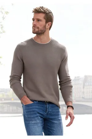 AUTHENTIC LE JOGGER Gebreide trui met double-layer look, pullover van 100% katoen